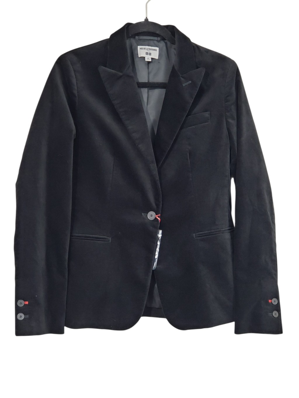 Uniqlo X Ines De La Fressange Black Velvet Single Breasted Blazer Jacket Size M